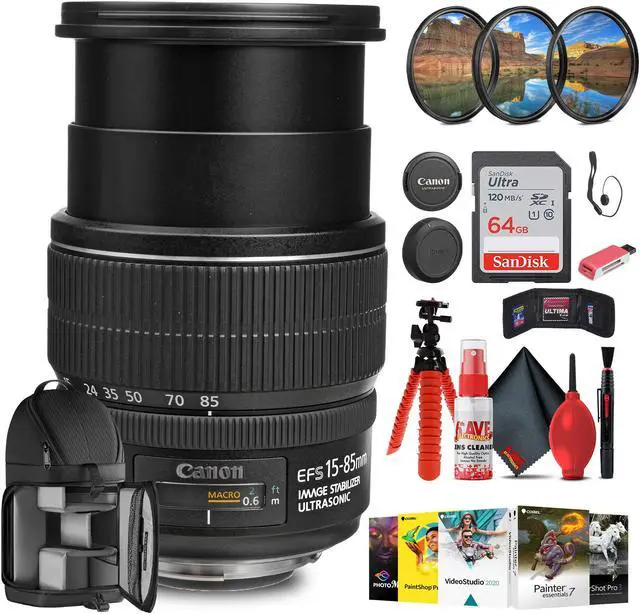 Canon EF-S 15-85mm f/3.5-5.6 IS USM Lens with 64GB Extreme Pro