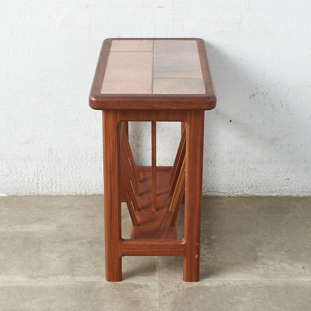 67534][AnBerCraft]英国ヴィンテージ マガジンラック付き タイルトップ