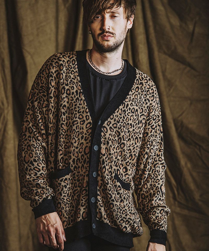 50%OFF【NO ID.(ノーアイディー)】 ﾚｵﾊﾟｰﾄﾞｼﾞｬｶﾞｰﾄﾞC-D カーディガン