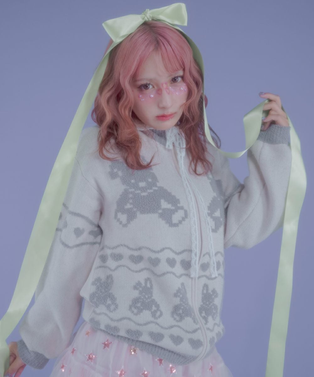 RABBIT KNIT TRACK JACKET | Candy Stripper（キャンディ ストリッパー