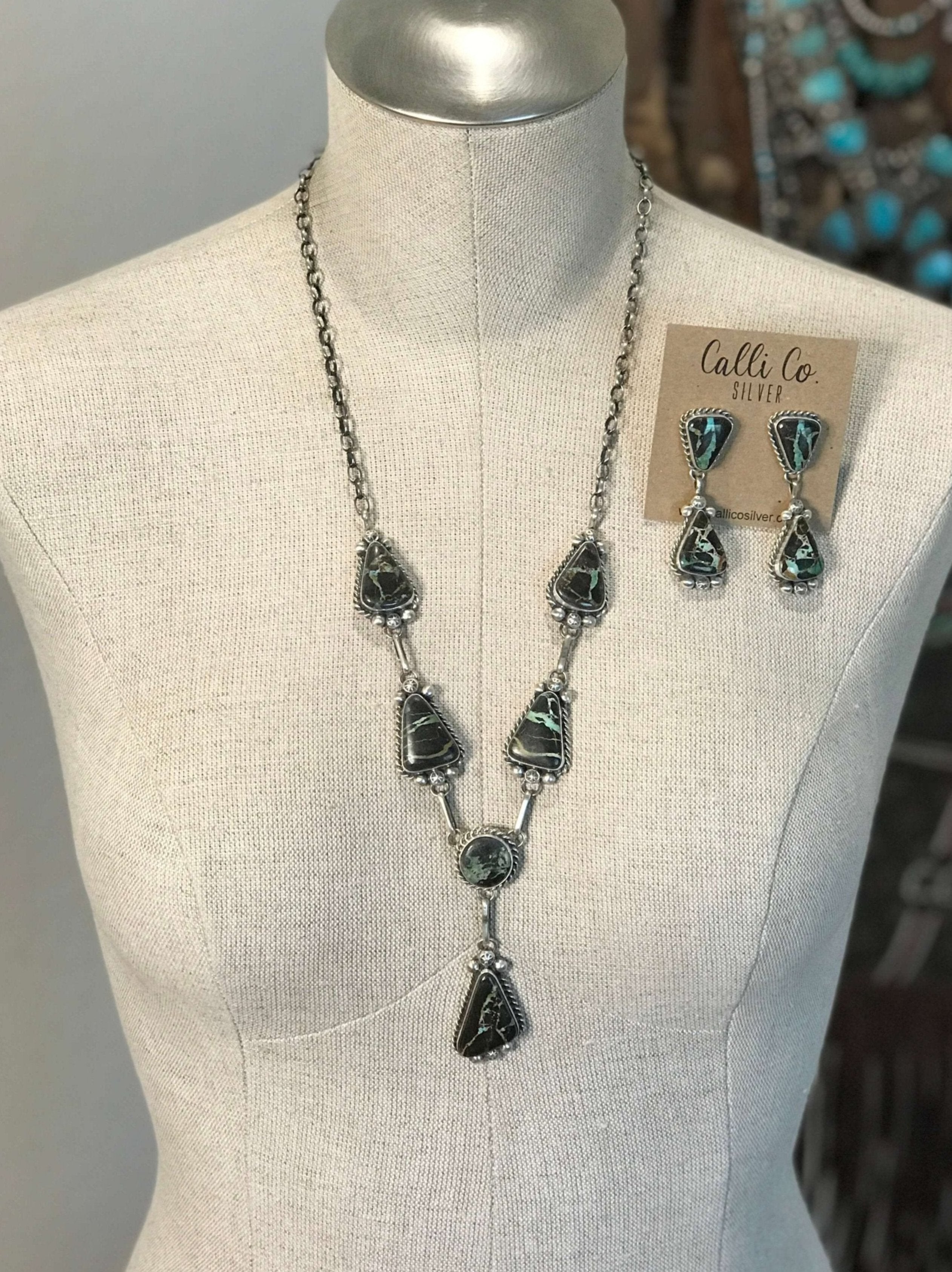 The Nanton Black Jack Lariat Necklace Set – Calli Co. Silver