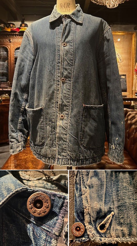 1940's（WWII's） DENIM CHORE JACKET（COVERALLS） / 2 POCKET & 4