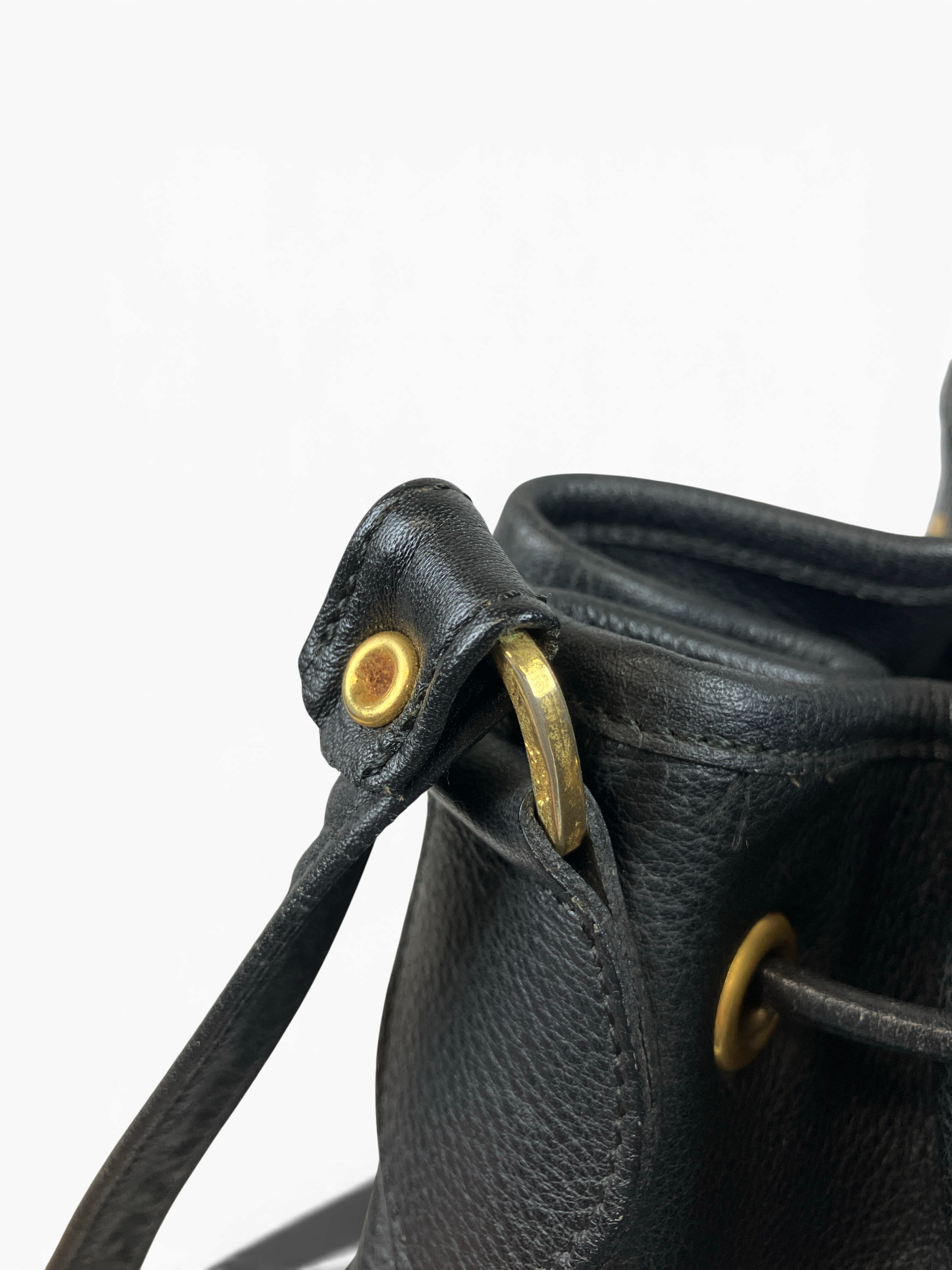 LONGCHAMP ロンシャン ショルダーバッグ 巾着 レザー ブラック