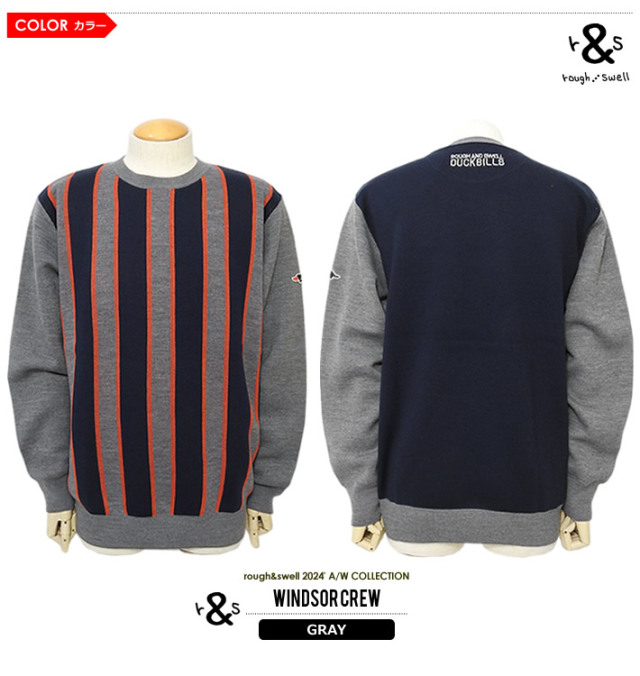 rough&swell［ラフアンドスウェル］WINDSOR CREW/ストライプ12Gウール