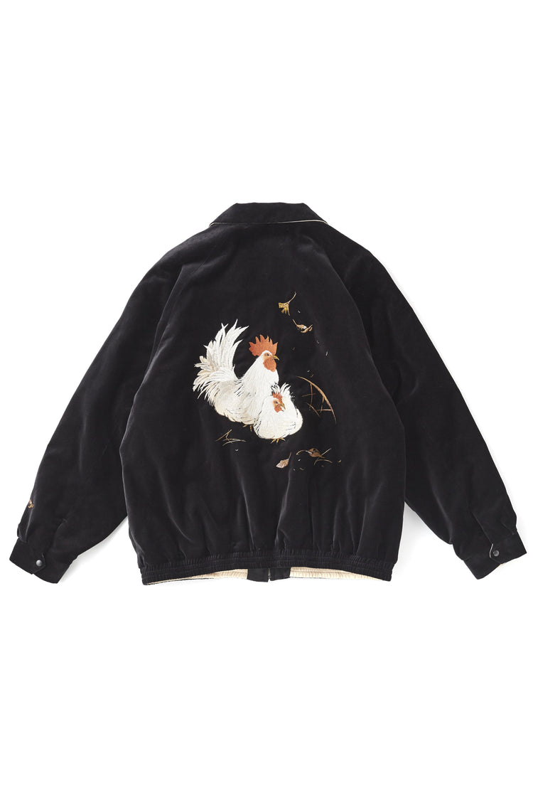 OLD JOE BRAND STUNNING VELVET SOUVENIR JACKET(Niwatori to Hiyoko