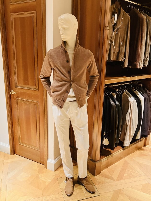 J4031 美品 ザノーネ キョート5ゲージスタンドカラーカーディガン 44