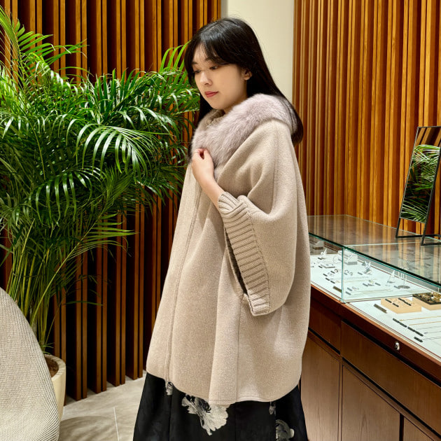 美品】イレーヴ ハイカウントコットンギャバジンポンチョ サイズF