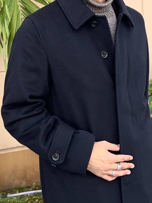 カシミヤブレンド】至高のウールメルトンステンカラーコート