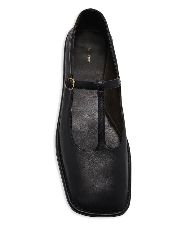 The Row Tストラップ フラットシューズ | ブラック | FARFETCH JP