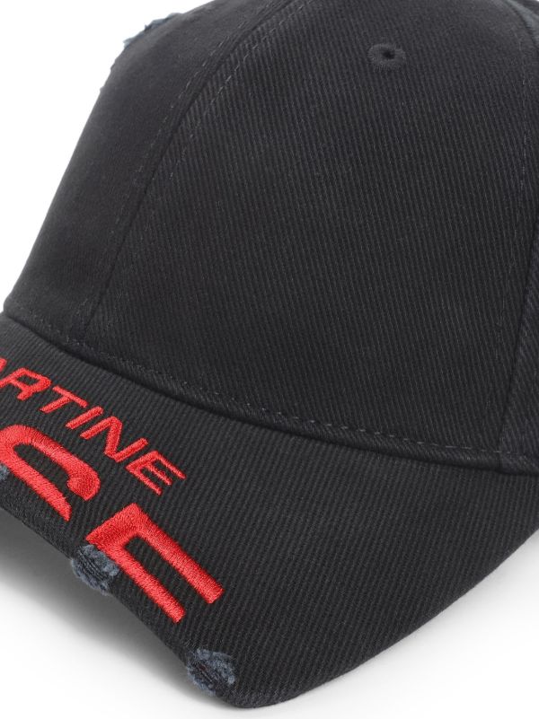 Martine Rose Distressed Logo Baseball Cap | Black | FARFETCH