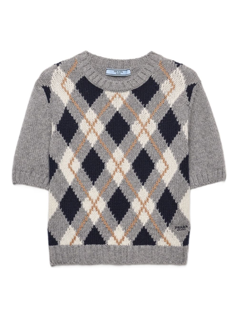 Prada アーガイル ショートスリーブセーター | グレー | FARFETCH JP