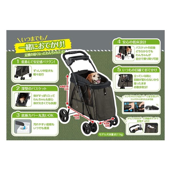 ジェックス GEX わんわんカート 中型犬用 モスグリーン 304431 1個