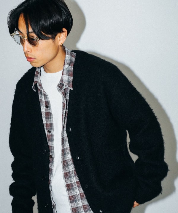 BEAMS 7 gauge solid shaggy cardigan (tops BEAMS cardigans) for