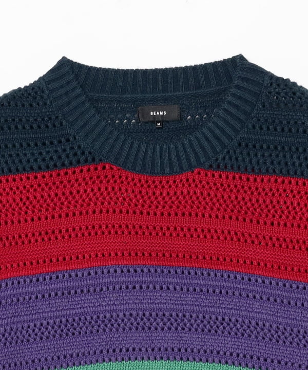 BEAMS Multi-border BEAMS Knit (Tops, Knitwear, Sweaters) for sale
