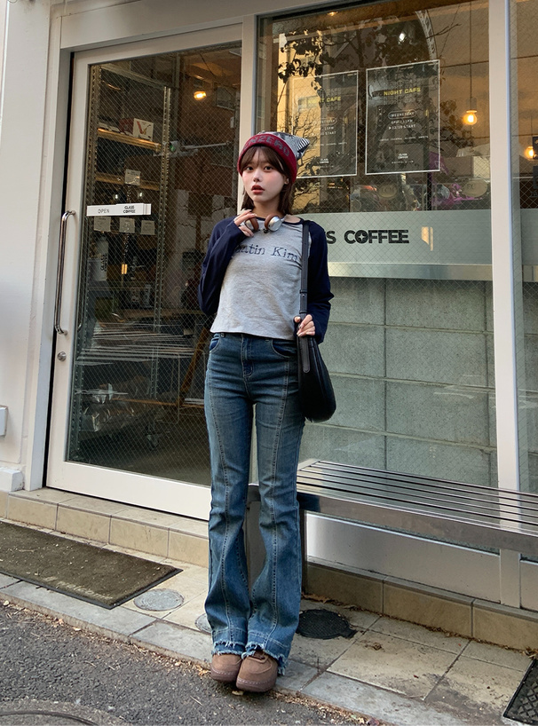 フリンジフレアデニムパンツ[cu513] | レディースファッション通販の