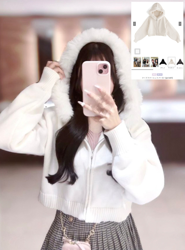 フードファーニットパーカー[an1497] | レディースファッション通販の