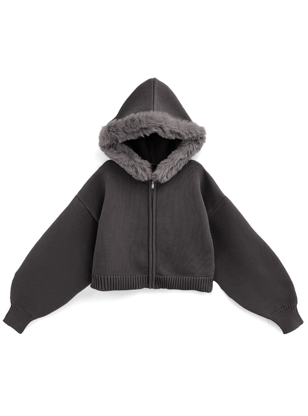 フードファーニットパーカー[an1497] | レディースファッション通販の