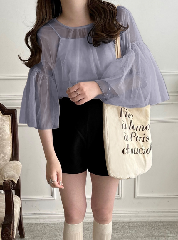 フリルスリーブチュールトップス[an1533] | レディースファッション