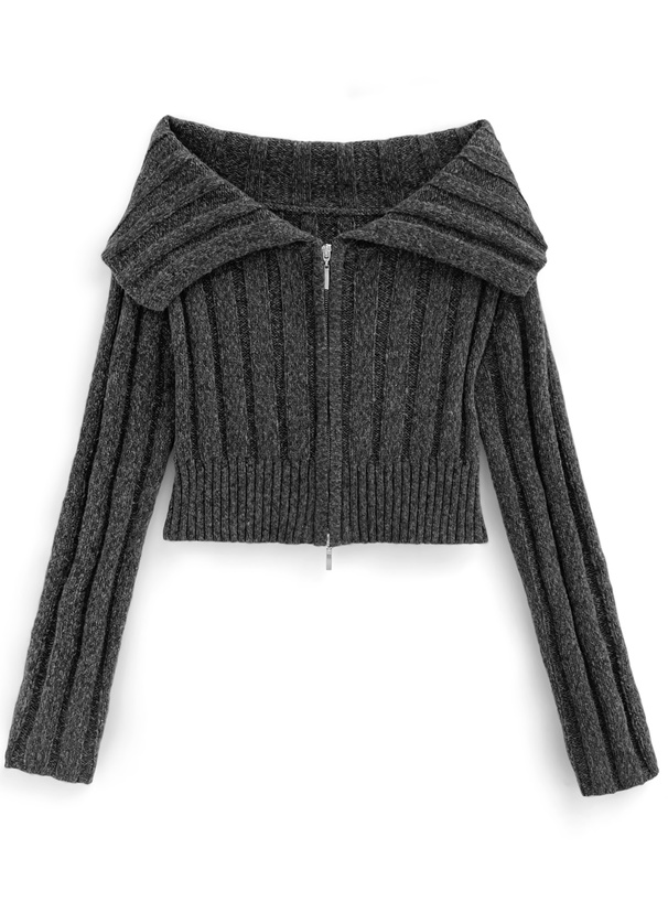 ダブルジップショート丈ニットトップス[an1647] | レディース