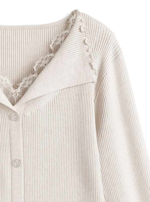 レースメロウリブニットトップス[an1888] | レディースファッション