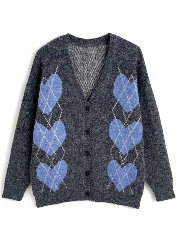 アーガイル柄ニットカーディガン[an1899] | レディースファッション