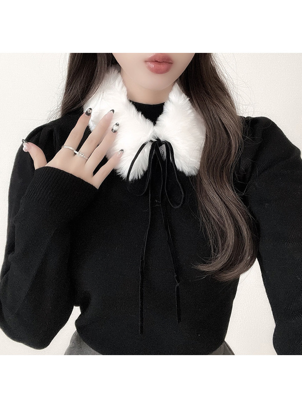 ファーカラー付きニットトップス[an1342] | レディースファッション