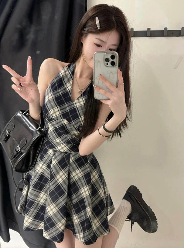 チェック柄ノースリーブミニワンピース[ac2546] | レディース
