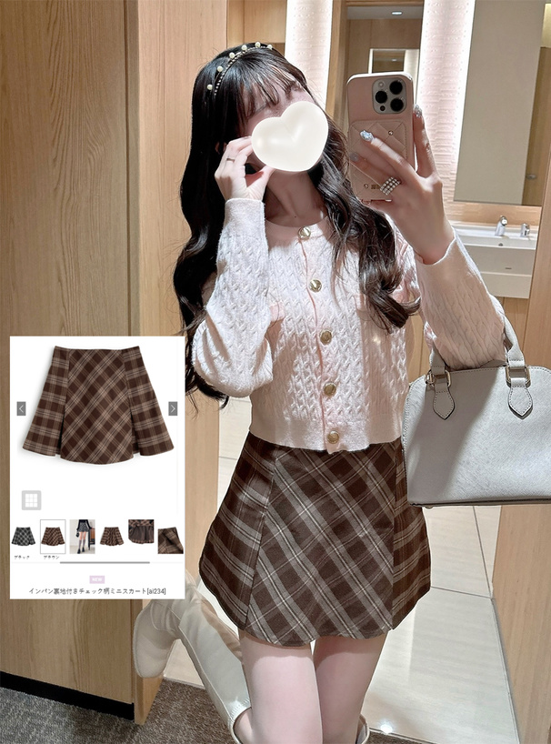 インパン裏地付きチェック柄ミニスカート[ai234] | レディース
