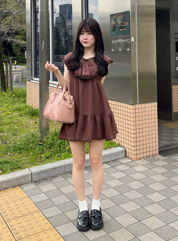 ラッフルカラーレースミニワンピース[gn448] | レディースファッション