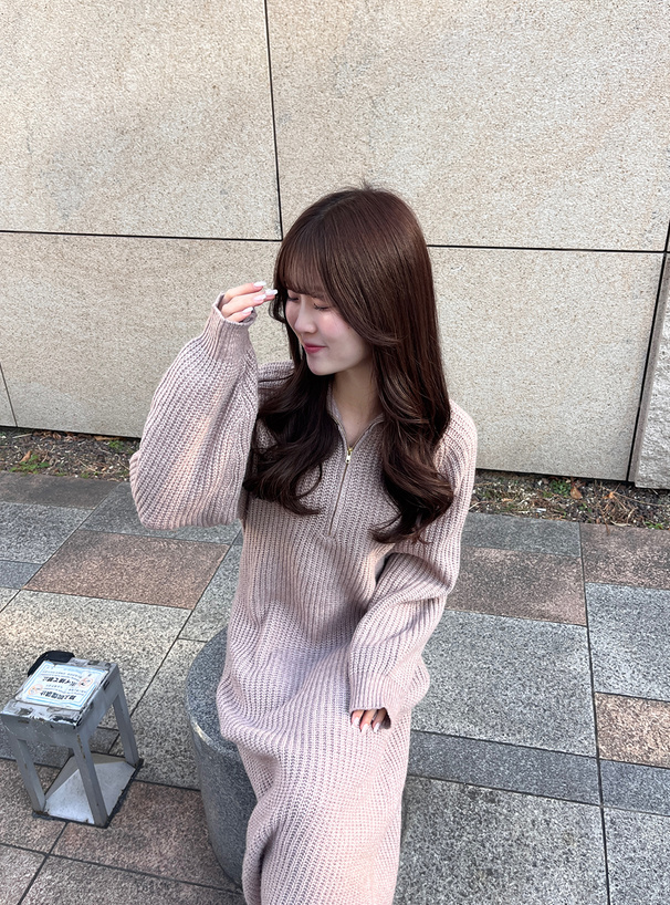 ハーフジップニットワンピース[gn157] | レディースファッション通販の