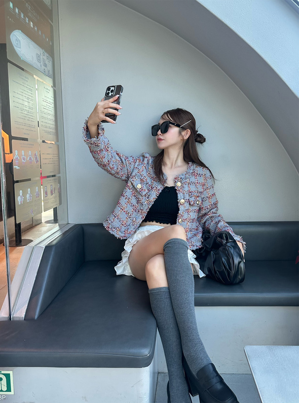 ラメツイードノーカラージャケット[gn357] | レディースファッション