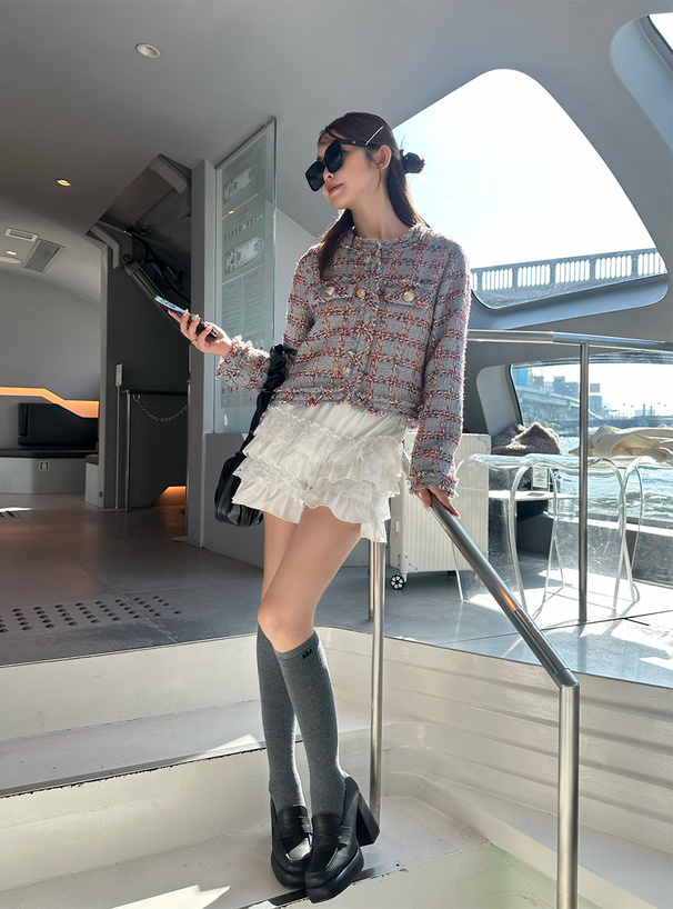 ラメツイードノーカラージャケット[gn357] | レディースファッション