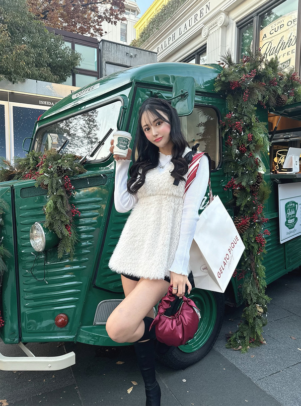 Vネックリボンファーペプラムチュニック[gn333] | レディース