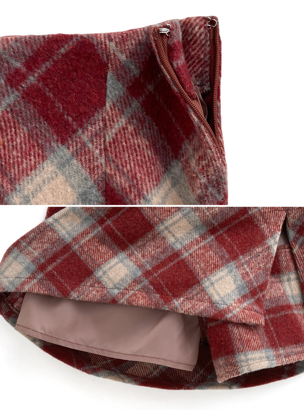 三上悠亜インパン裏地付バイアスチェック柄ミニスカート[gn339