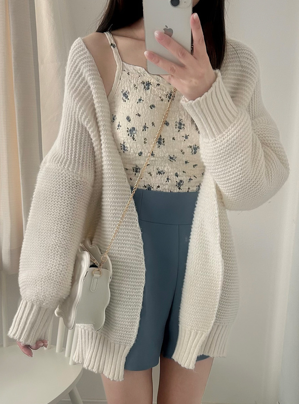 パット付き小花柄シワ加工キャミソール[dk885] | レディース