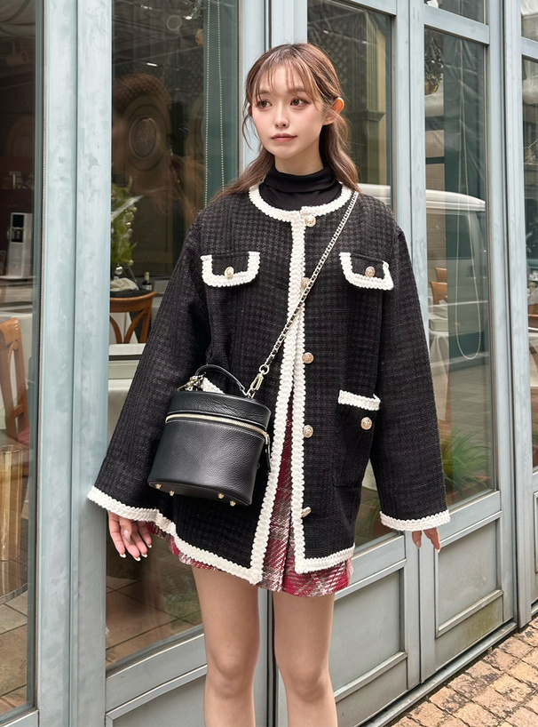 モールツイードノーカラービッグジャケット[dk1320] | レディース