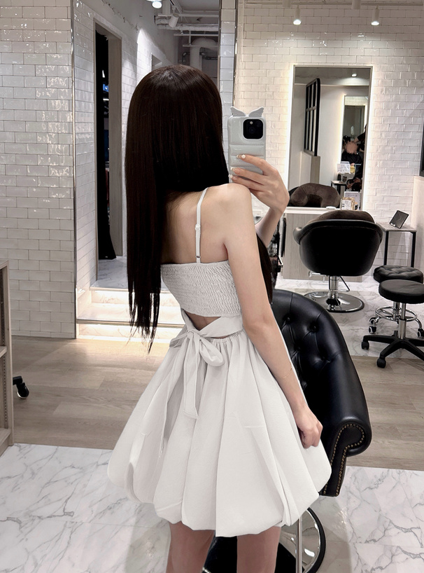 バックリボンバルーンキャミソールミニワンピース[dk1378