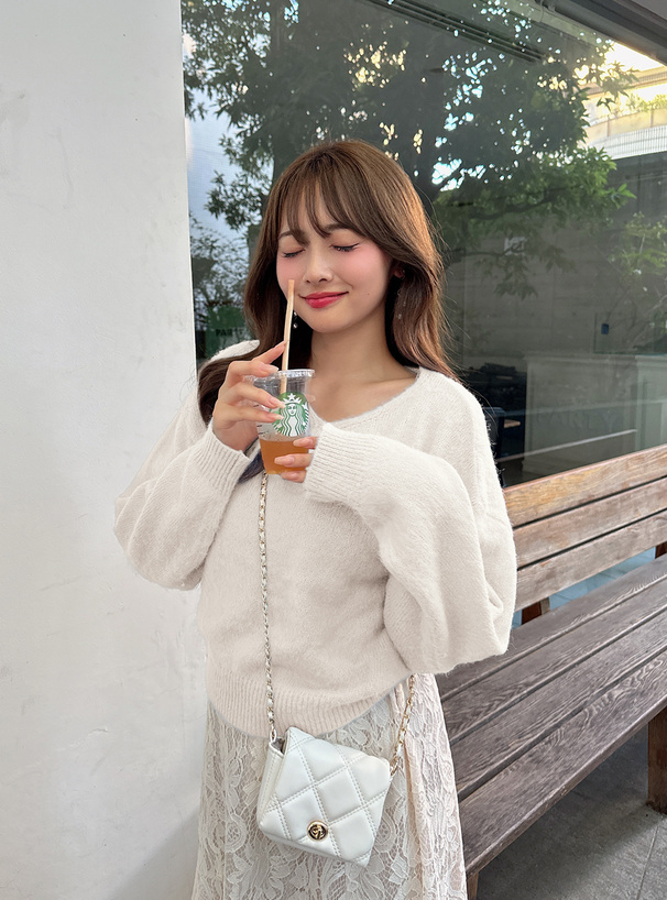 モヘヤタッチVネックニットトップス[dr606] | レディースファッション