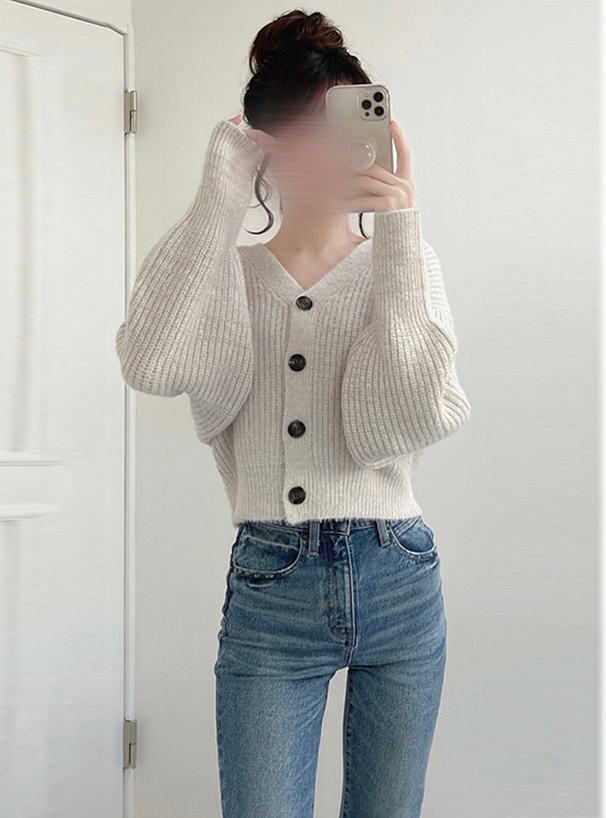 Vネックショートニットカーディガン[dr359] | レディースファッション