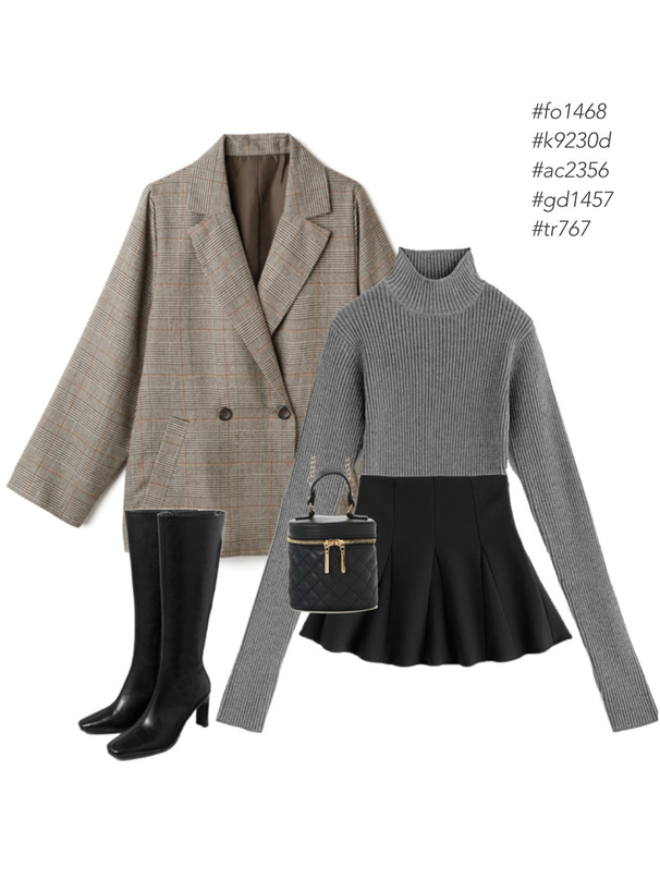 チェック柄ダブルテーラードジャケット[fo1468] | レディース