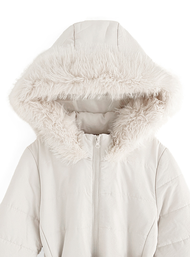 ベルト付きファー中綿ダウンジャケット[kd36] | レディース