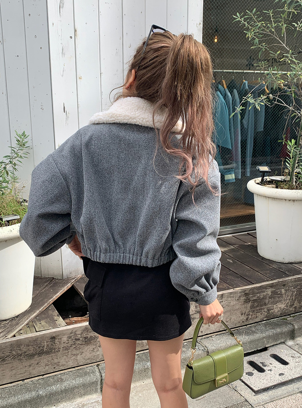 ボア襟ショート丈ジャケット[kz569] | レディースファッション通販の