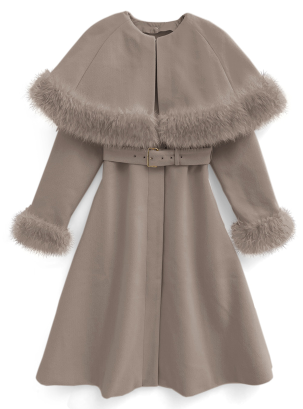 マルチWayケープベルトファーフレアコート[kz572] | レディース