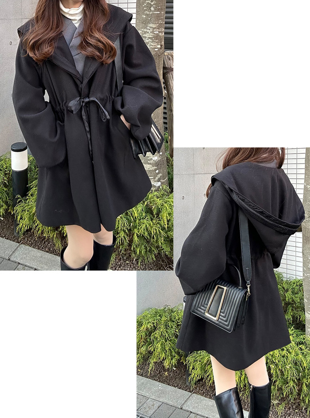 ファー付きフードドロストコート[kz576] | レディースファッション通販