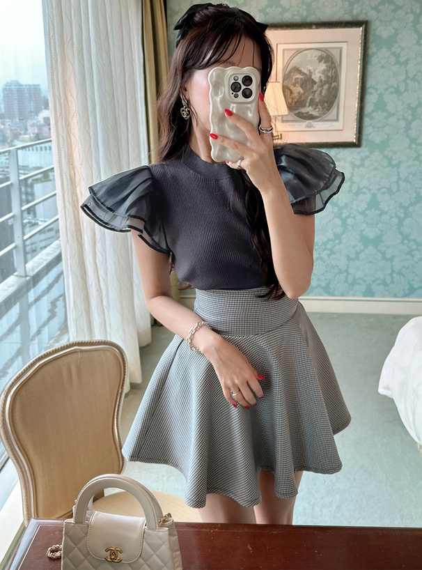 オーガンジーフリルスリーブニットトップス[kz519] | レディース