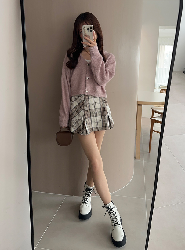 ハートボタンラメフェザーカーディガン[kz616] | レディース