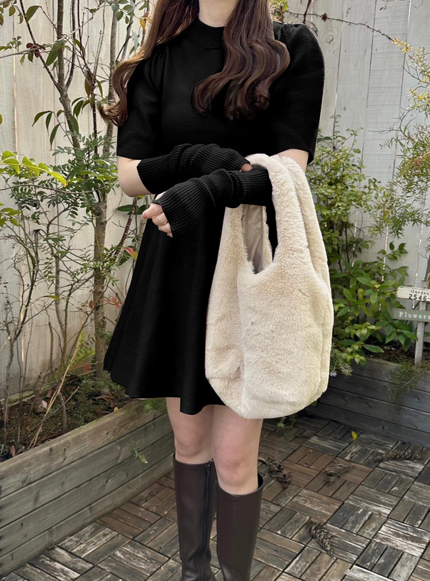 アームウォーマー付きフレアニットミニワンピース[kz264] | レディース