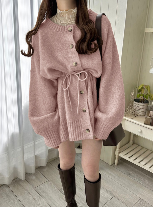 ベルト付モヘヤタッチニットカーディガン[kz296] | レディース