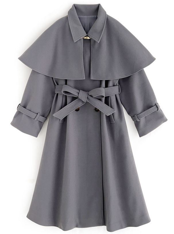 リボンベルトケープ付きロングコート[kz379] | レディースファッション