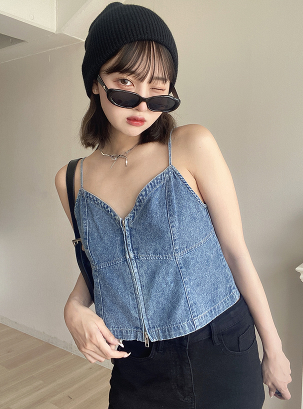 ダブルジップデニムキャミビスチェ[on255] | レディースファッション